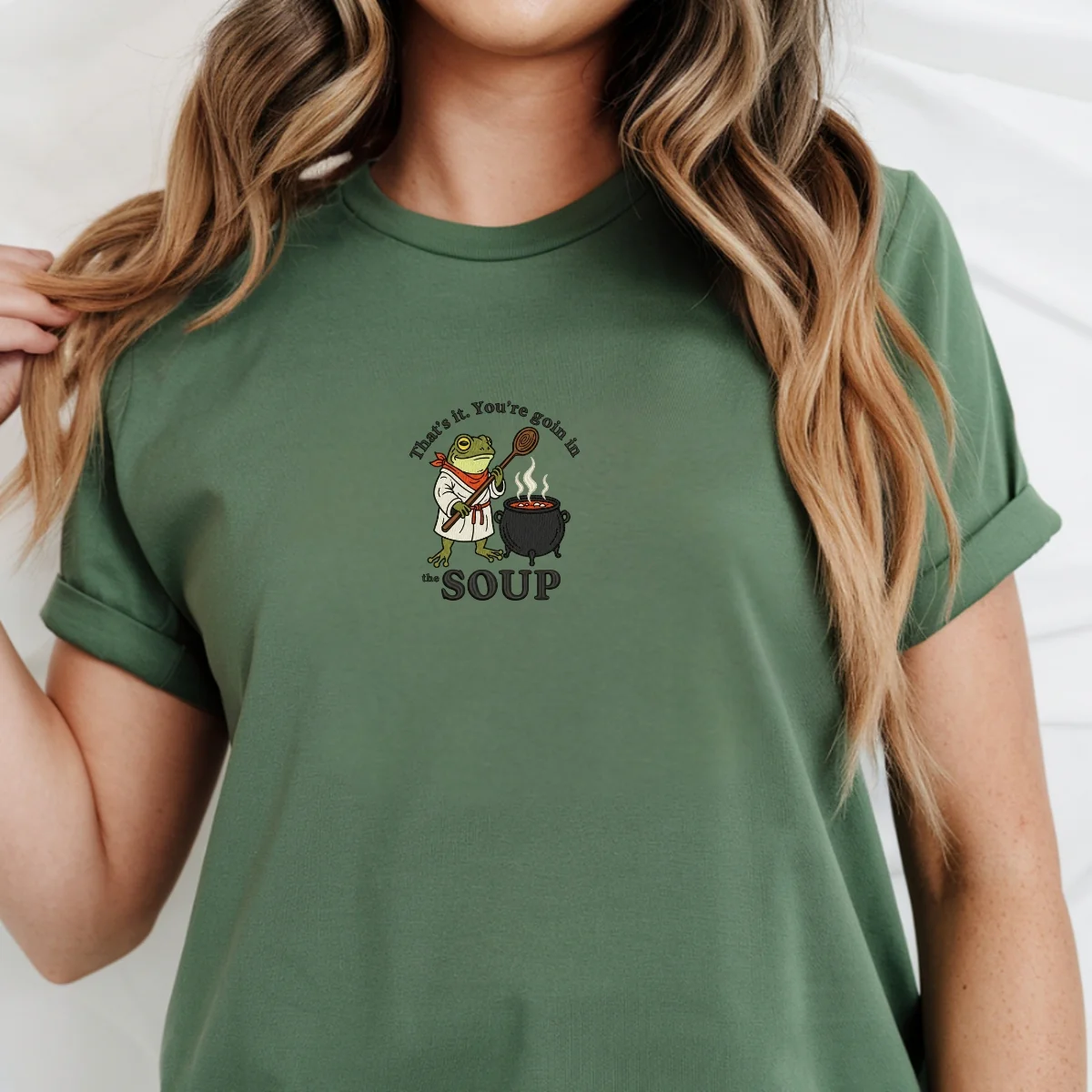 Custom Embroidered That’s It, You’re Going in the Soup Frog T-Shirt | Funny Meme Tee - Image 7