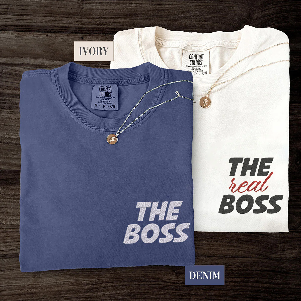 Custom Embroidered The Boss x The Real Boss Matching T-shirts for Couples - Image 2