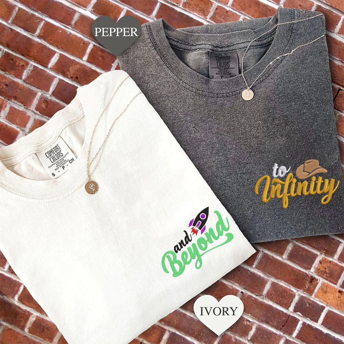 Custom Embroidered To Infinity And Beyond Matching T-shirts for Couples - Image 2