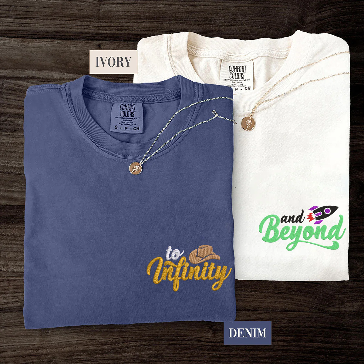 Custom Embroidered To Infinity And Beyond Matching T-shirts for Couples - Image 4