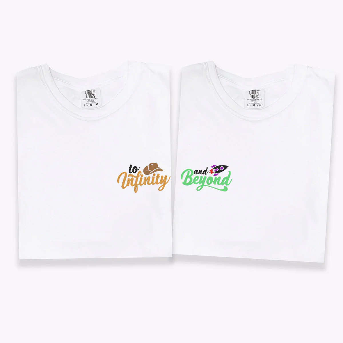 Custom Embroidered To Infinity And Beyond Matching T-shirts for Couples - Image 5
