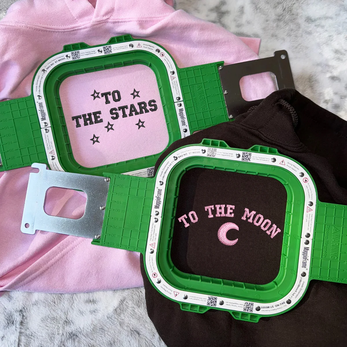 Custom Embroidered To The Moon & Stars Matching Hoodies for Couples - Image 3
