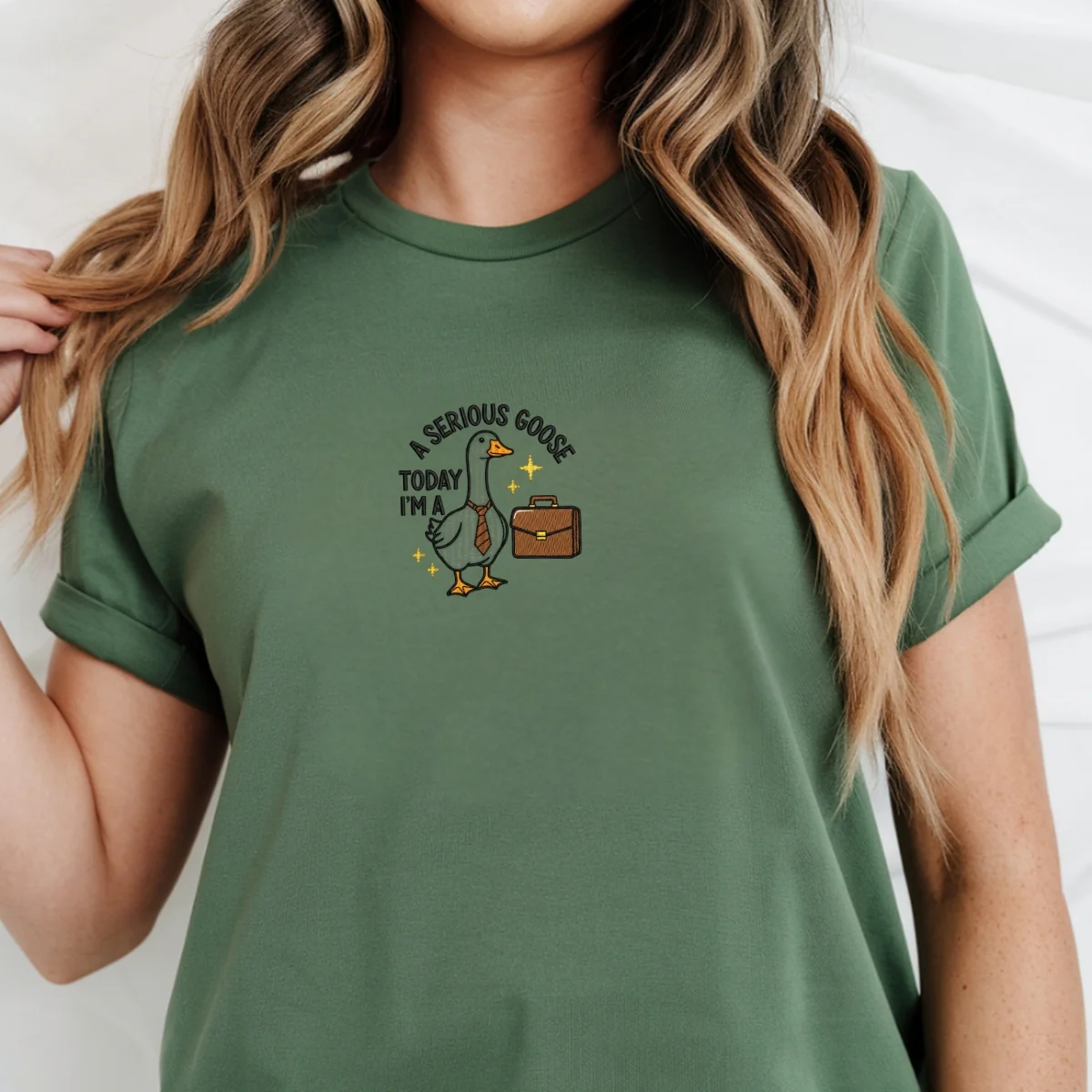 Custom Embroidered Today I’m a Serious Goose T-Shirt | Funny Goose Meme Tee – Cute Gift for Goose Lovers - Image 8
