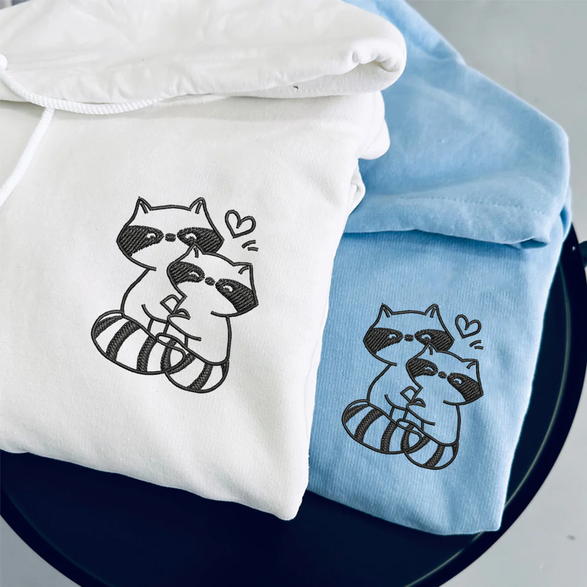 Custom Embroidered Trash Pandas Love Matching Hoodies for Couples - Image 5