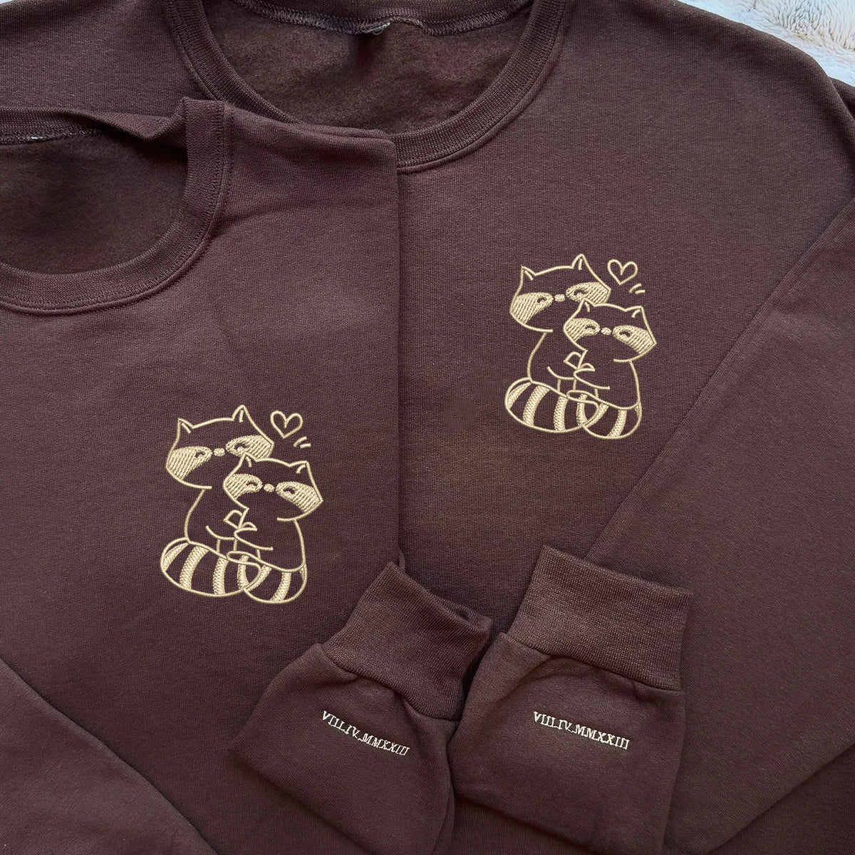 Custom Embroidered Trash Pandas Love Matching Hoodies for Couples - Image 6