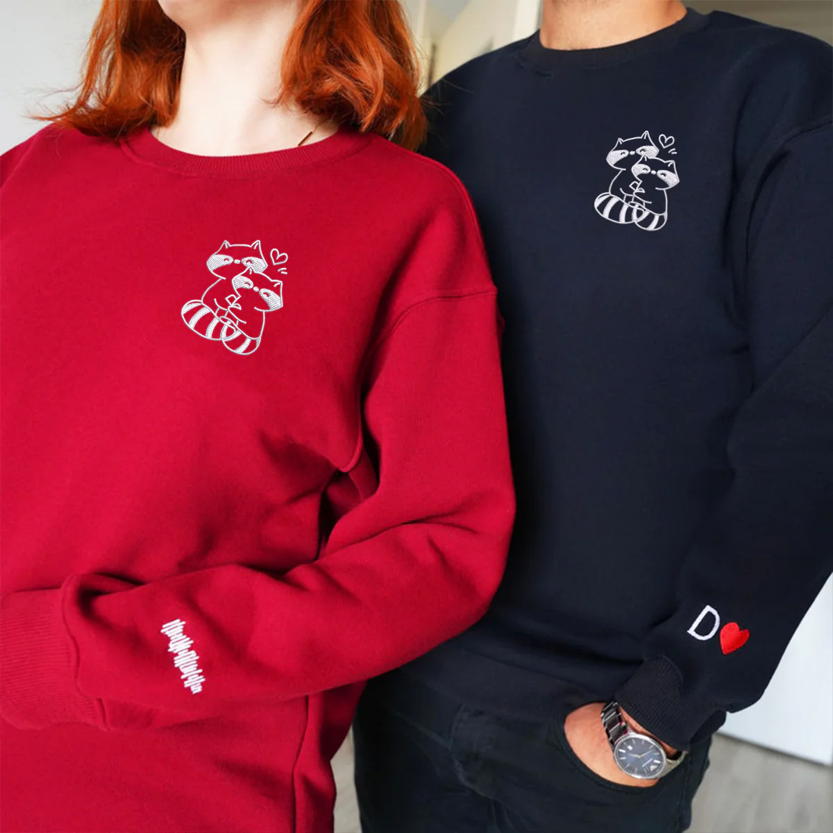 Custom Embroidered Trash Pandas Love Matching Hoodies for Couples - Image 7