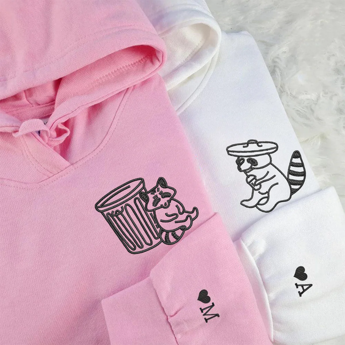 Custom Embroidered Trash Pandas Matching Hoodies for Couples - Image 4
