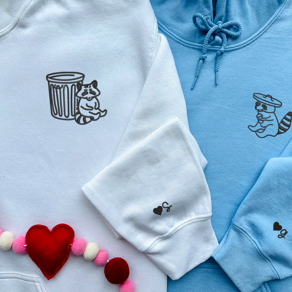 Custom Embroidered Trash Pandas Matching Hoodies for Couples - Image 5