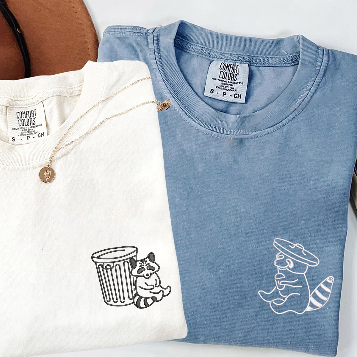 Custom Embroidered Trash Pandas Matching T-shirts for Couples - Image 2