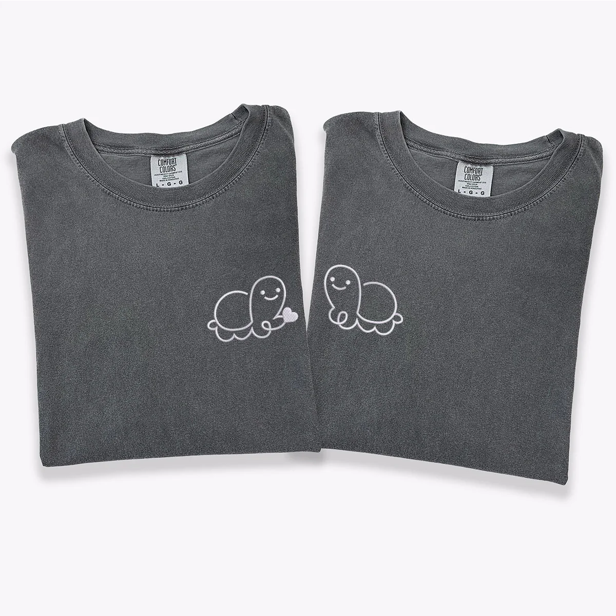 Custom Embroidered Turtle Love Matching T-shirts for Couples