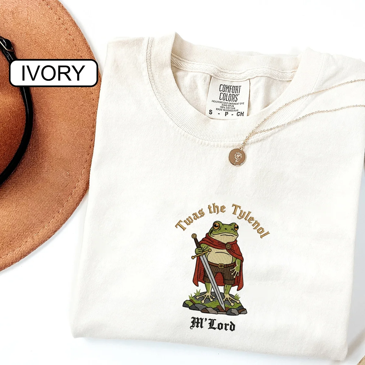 Custom Embroidered Twas the Tylenol, M’lord T-Shirt | Funny Frog Meme Tee – Ironic Liberal Humor Gift