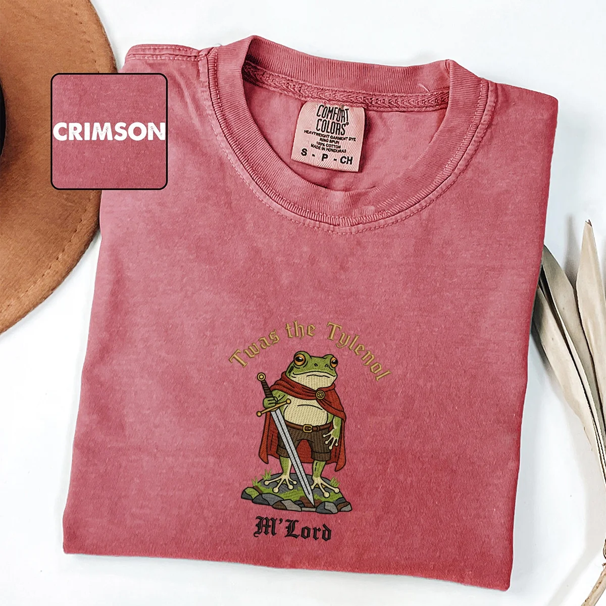 Custom Embroidered Twas the Tylenol, M’lord T-Shirt | Funny Frog Meme Tee – Ironic Liberal Humor Gift - Image 2
