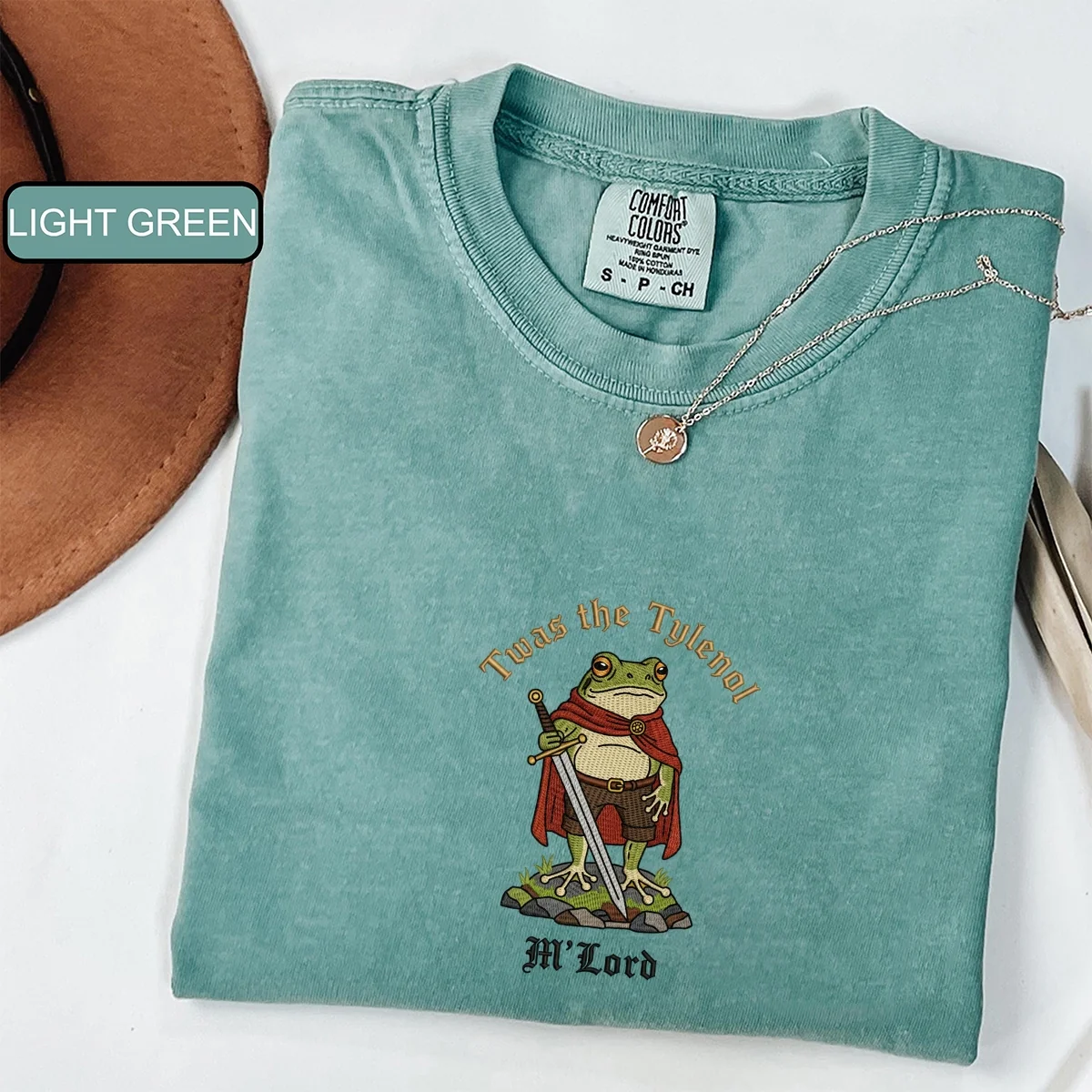 Custom Embroidered Twas the Tylenol, M’lord T-Shirt | Funny Frog Meme Tee – Ironic Liberal Humor Gift - Image 3