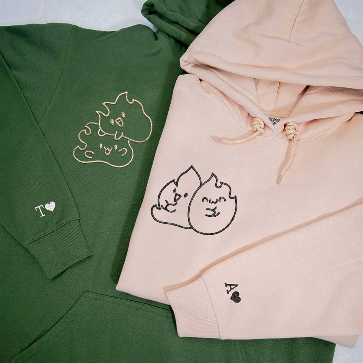 Custom Embroidered Twin Flame Matching Hoodies for Couples - Image 3