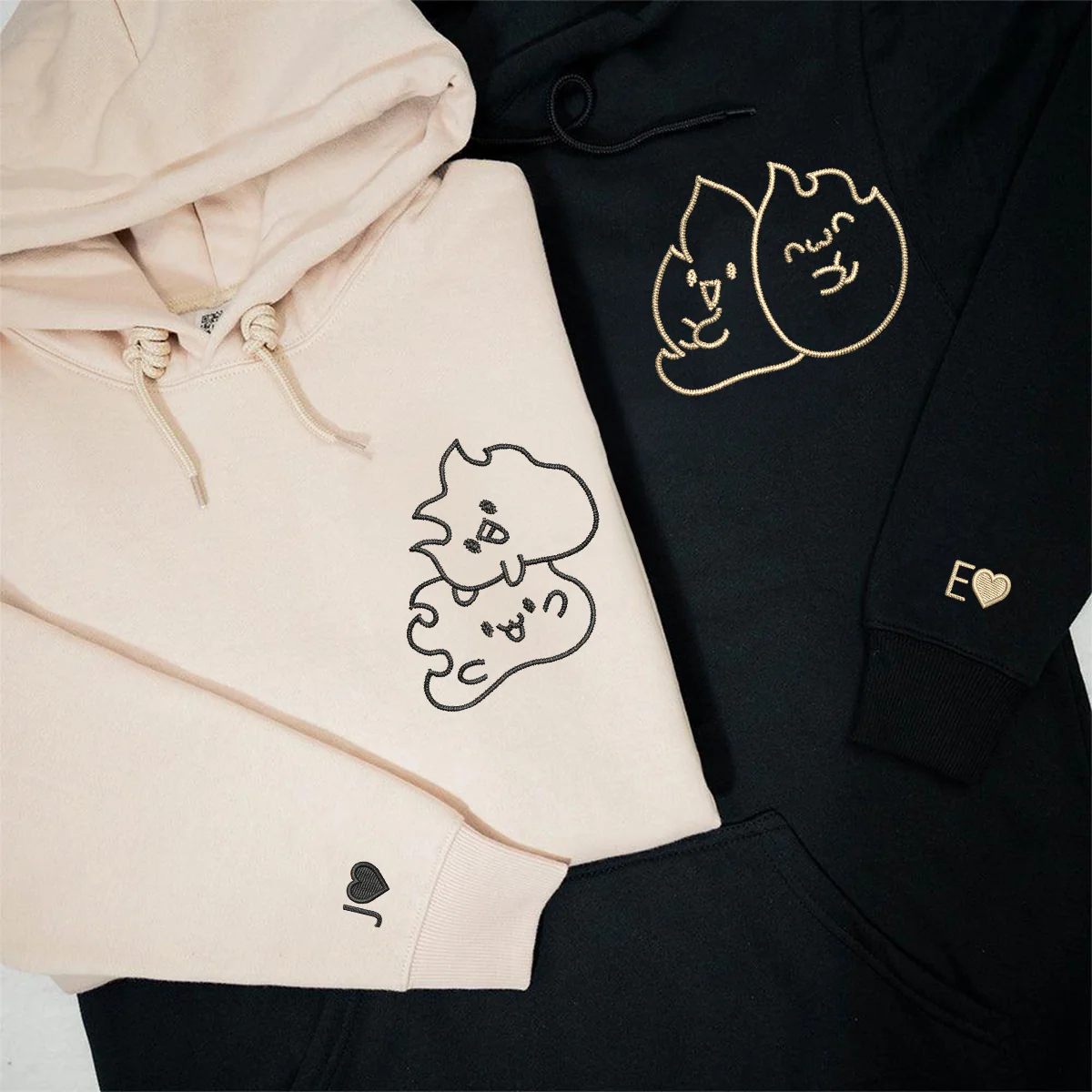 Custom Embroidered Twin Flame Matching Hoodies for Couples - Image 5