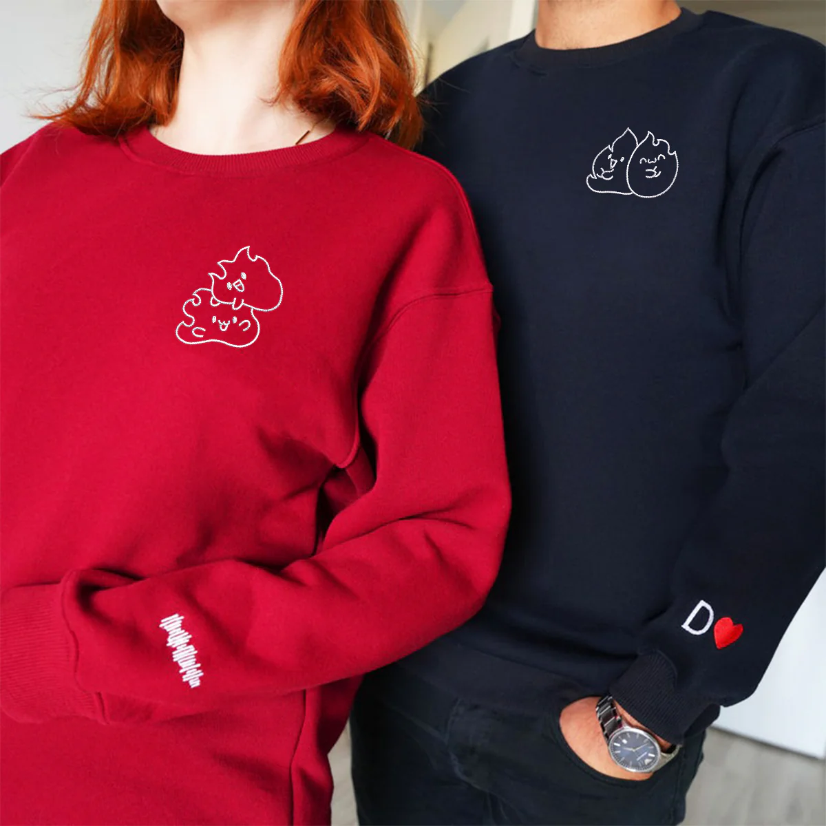 Custom Embroidered Twin Flame Matching Hoodies for Couples - Image 7
