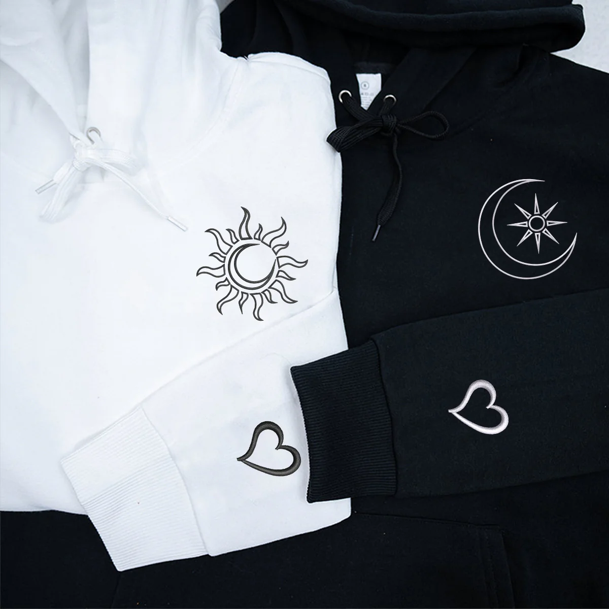 Custom Embroidered Two in One Matching Hoodies for Couples