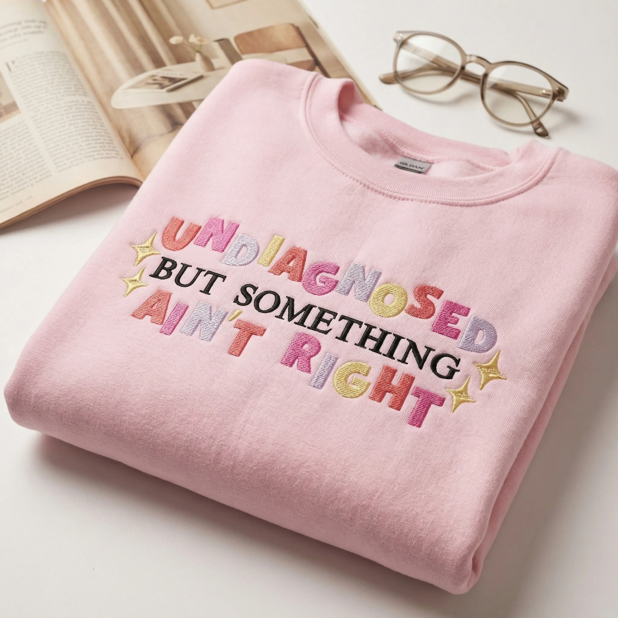 Custom Embroidered Undiagnosed But Something Ain’t Right Hoodie - Image 4