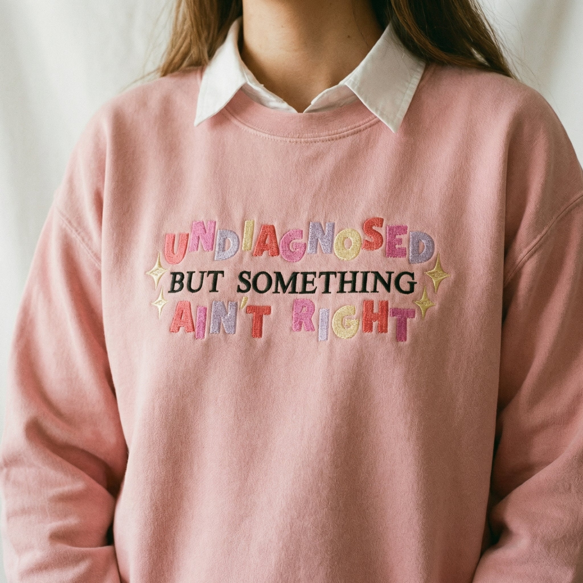 Custom Embroidered Undiagnosed But Something Ain’t Right Hoodie - Image 5