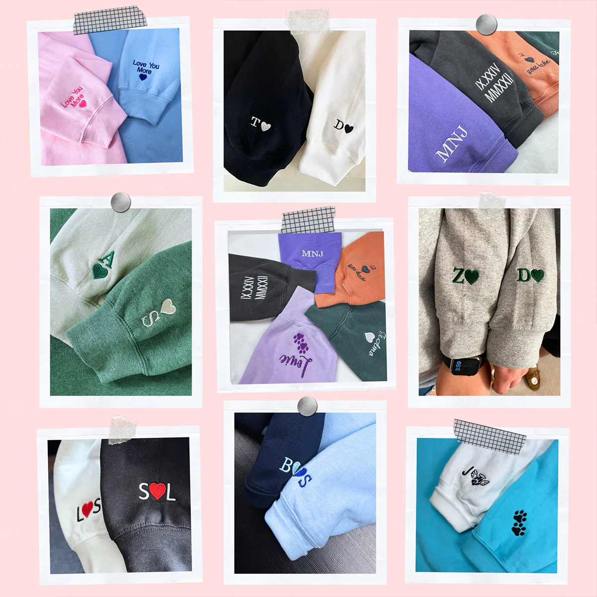 Custom Embroidered Waving Pigs Matching Hoodies for Couples - Image 6