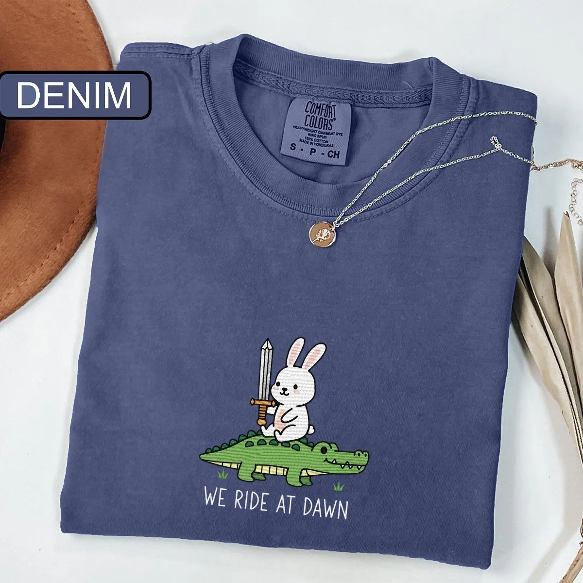 Custom Embroidered We Ride at Dawn T-Shirt | Funny Bunny & Alligator Tee –  Renaissance Faire Gift