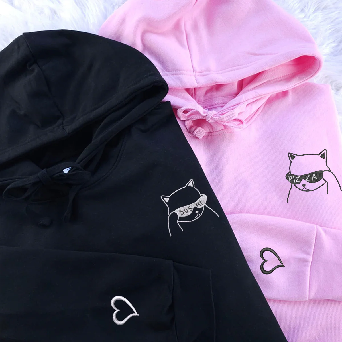 Custom Embroidered What Are We Eating Today Matching Hoodies for Couples - Image 2