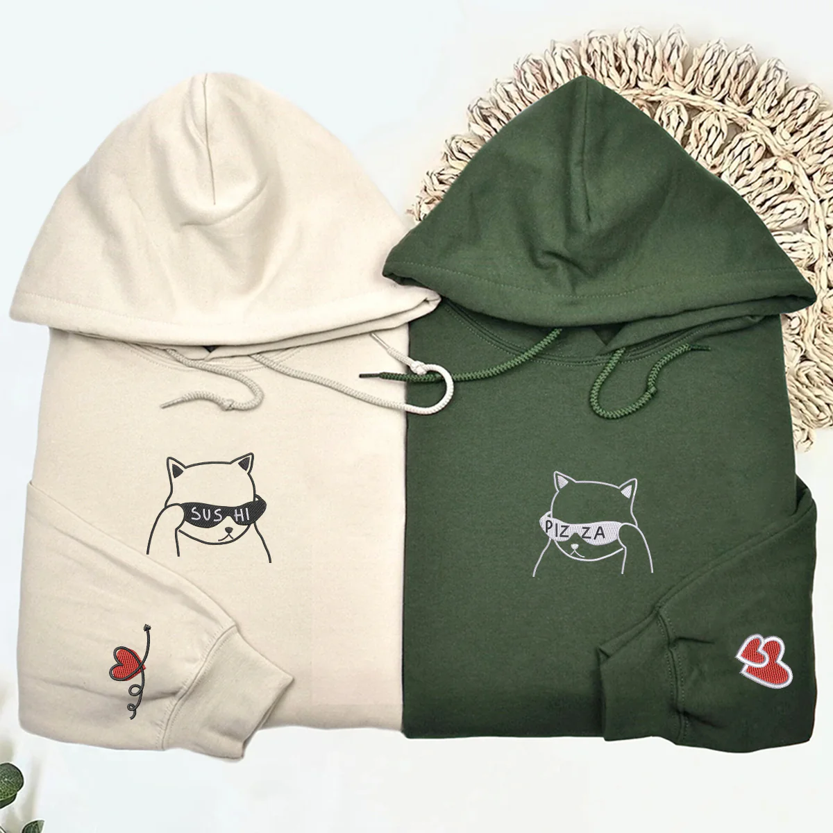 Custom Embroidered What Are We Eating Today Matching Hoodies for Couples - Image 3