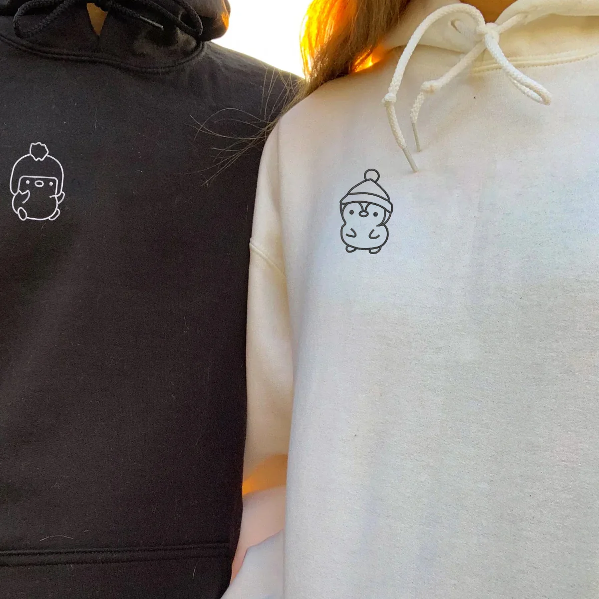 Custom Embroidered Winter Penguin Matching Hoodies for Couples - Image 6