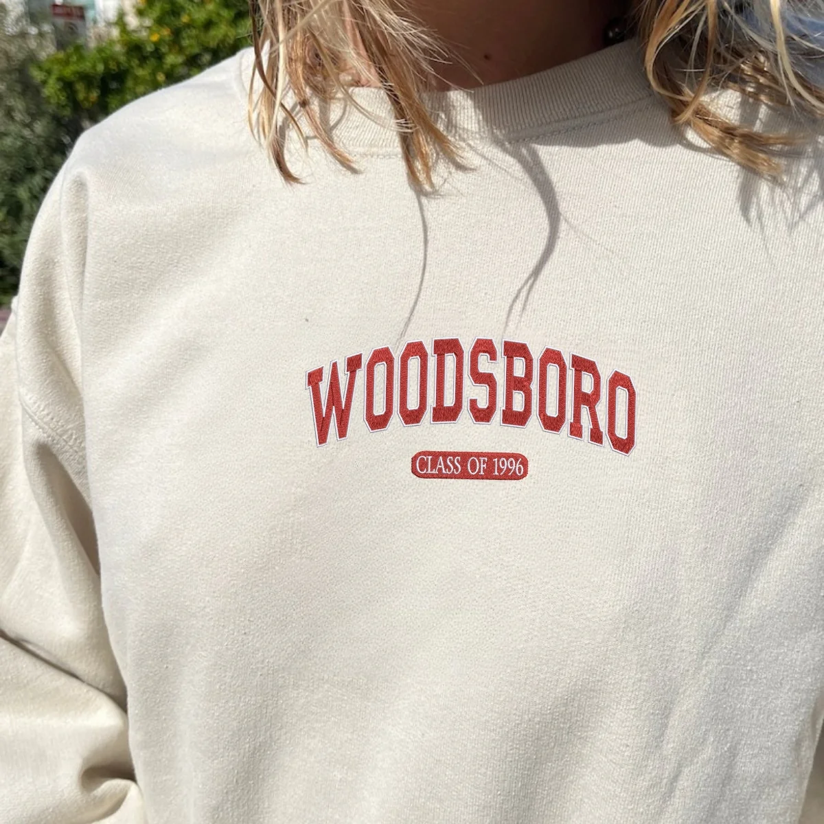 Custom Embroidered Woodsboro High Sweatshirt | Class of 1996 Hoodie β 90s Horror Movie - Image 7