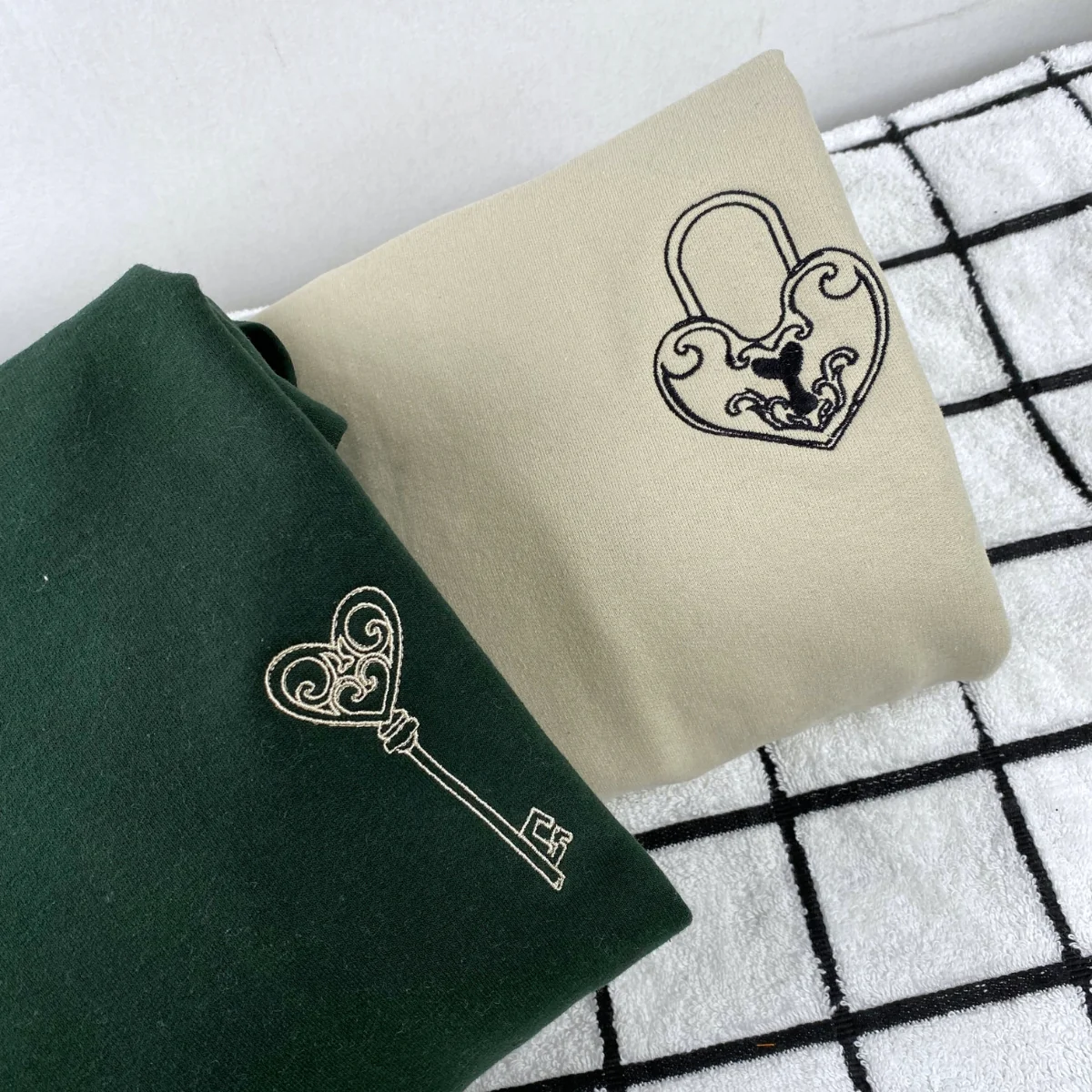 Custom Embroidered You are the Key to my Heart Matching Hoodies for Couples - Image 2