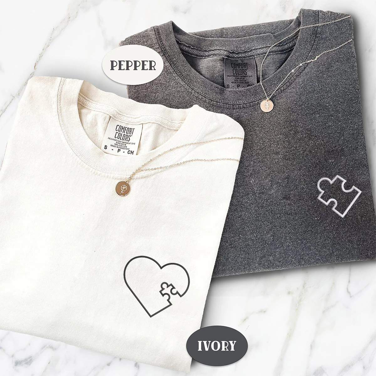 Custom Embroidered You Complete Me Heart Puzzle Matching T-shirts for Couples - Image 4