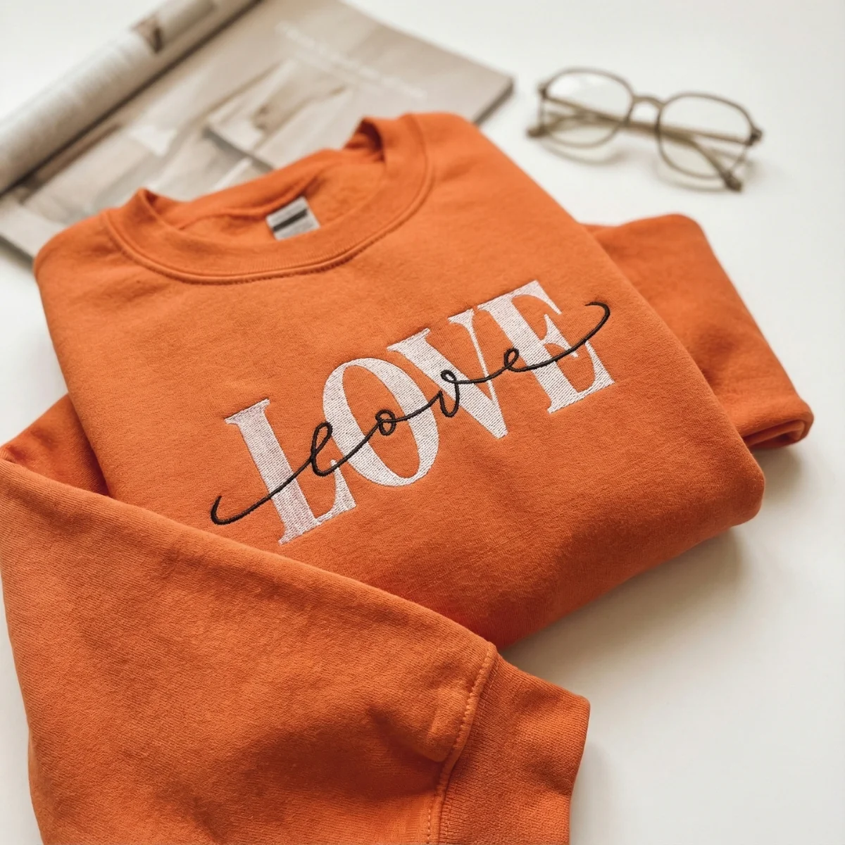 Custom Embroidery Double Love Sweatshirt - Happy Valentine’s Day Hoodie