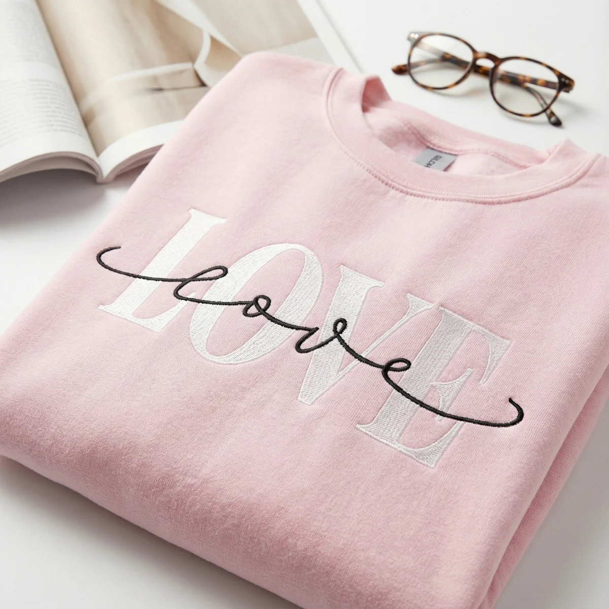 Custom Embroidery Double Love Sweatshirt - Happy Valentine’s Day Hoodie - Image 4