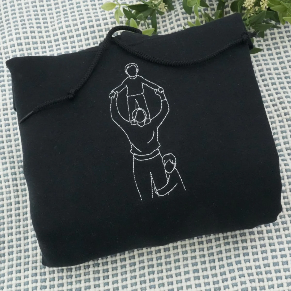 Custom Family Portrait Line Art Embroidered Sweatshirts - Minimalist Photo to Embroidery - Perfect Family Keepsake - Image 8