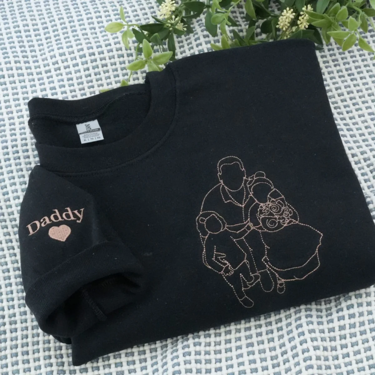 Custom Family Portrait Line Art Embroidered Sweatshirts - Minimalist Photo to Embroidery - Perfect Family Keepsake - Image 9