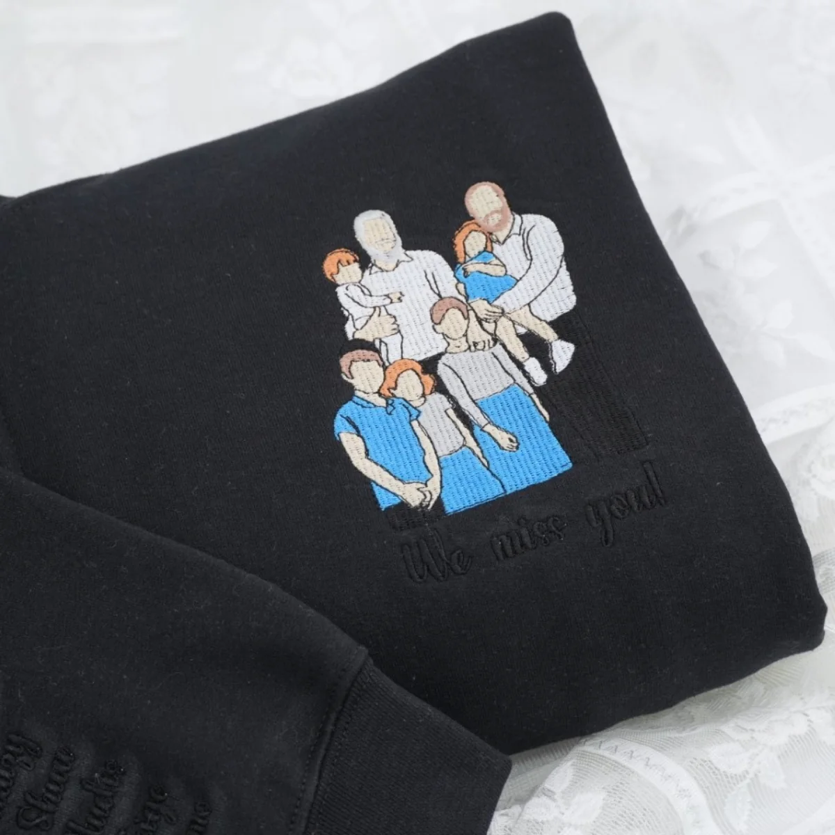 Custom Family Portrait Quarter-Zip - Full-Color Embroidered Family Sweatshirts - Perfect Family Gift - Image 3