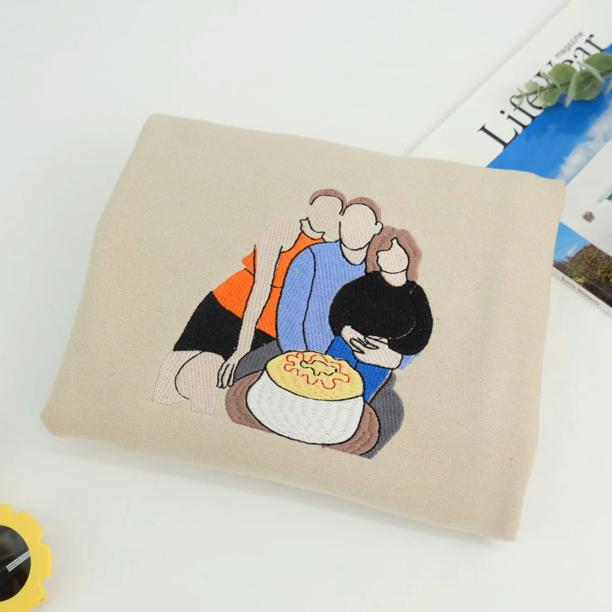 Custom Family Portrait Embroidered Sweatshirts - Photo to Embroidery Mom Hoodies - Perfect Mother's Gift - Image 3