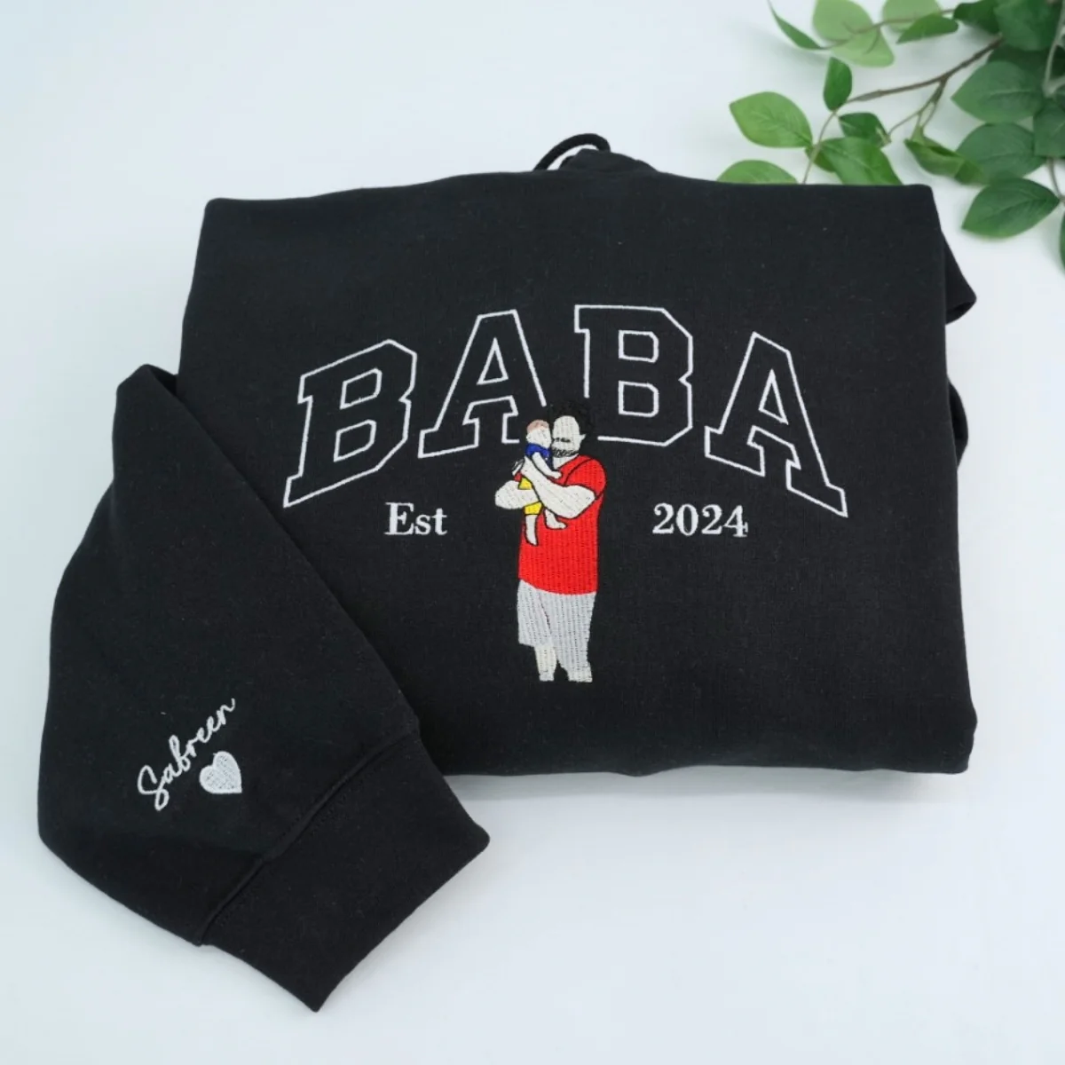 Custom Father Hoodies - Personalized Dad Portrait Embroidered Sweatshirts - Father's Day Gift - Image 7