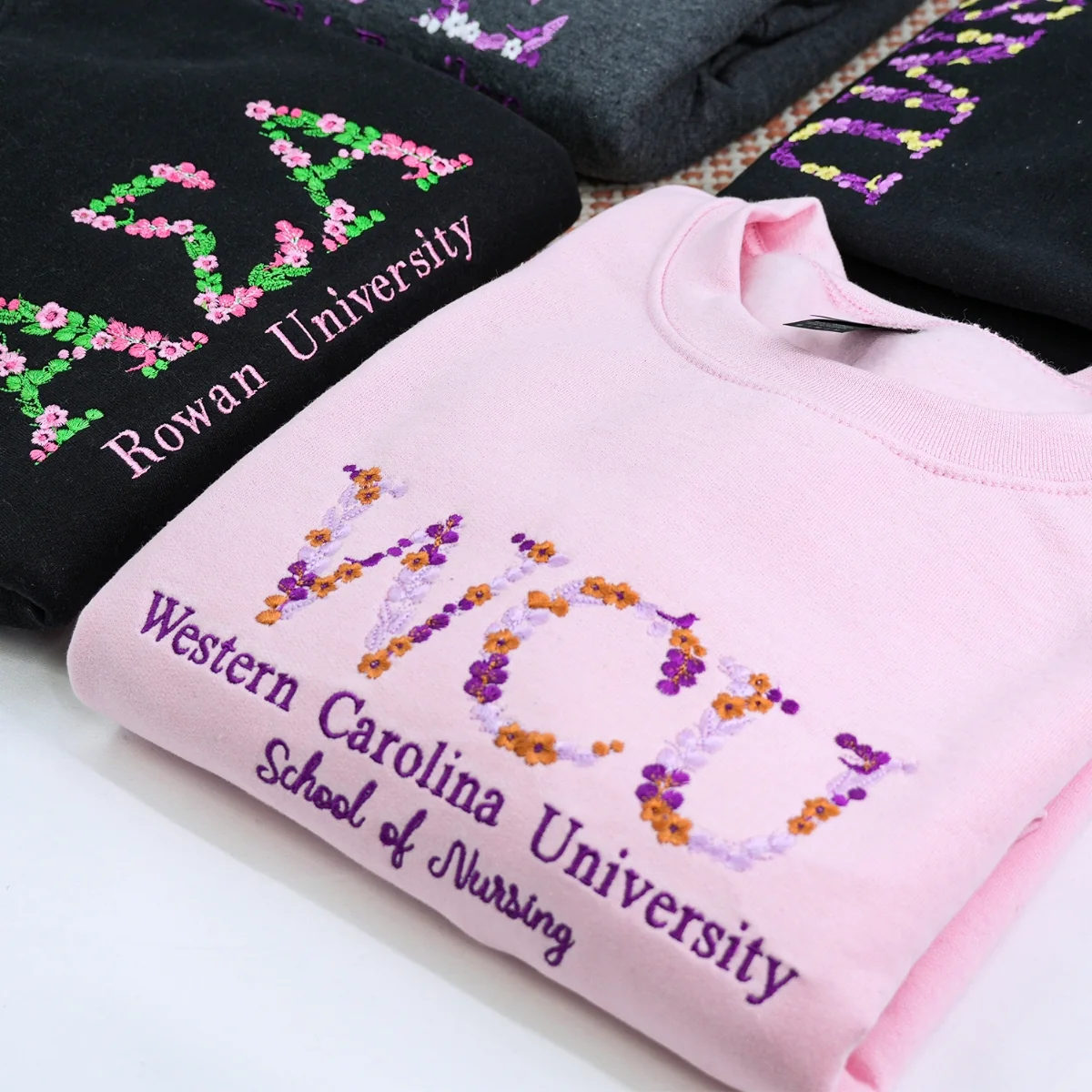 Custom Floral University Hoodies - Personalized Botanical College Embroidered Sweatshirts - Your Design - Image 7