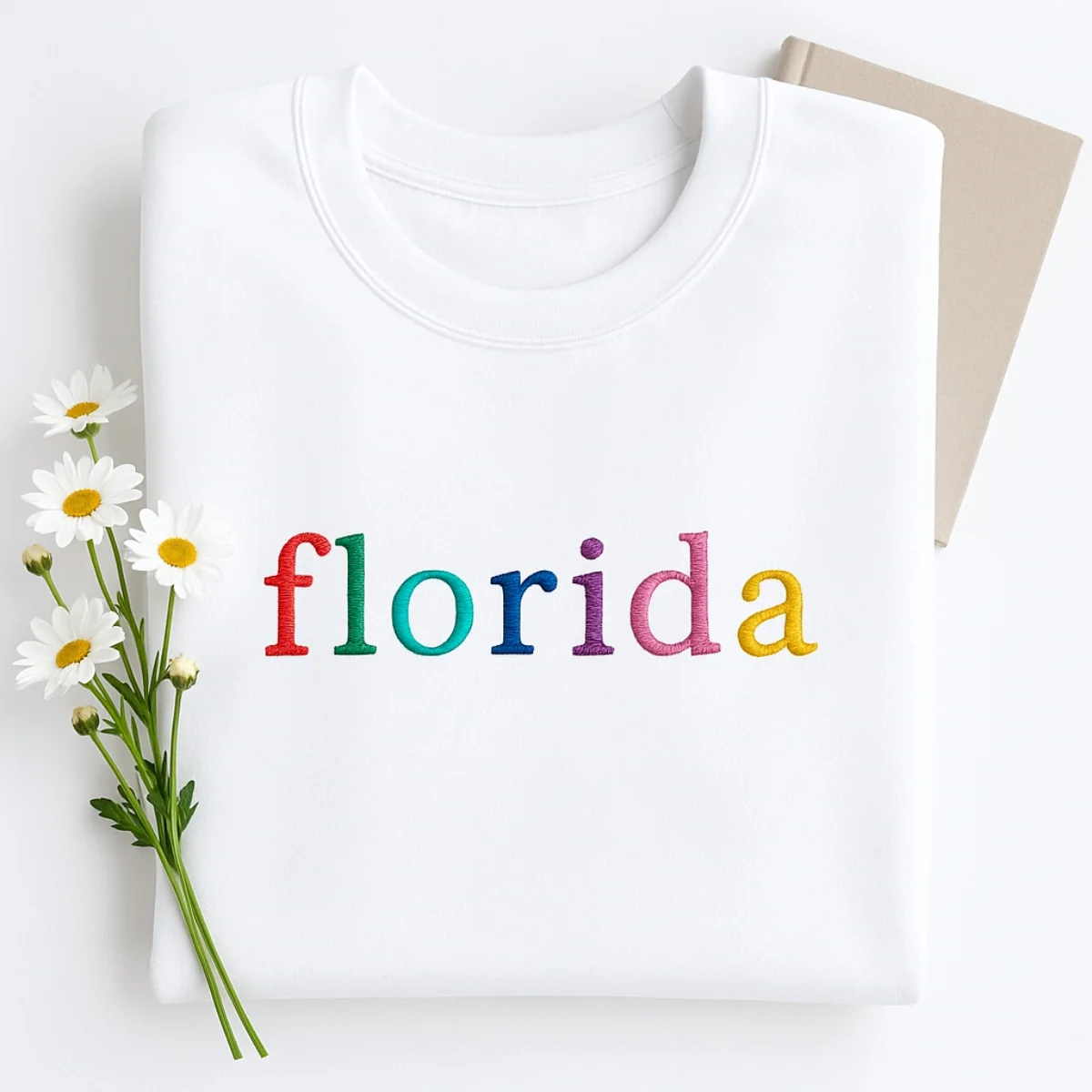 Custom Florida State Sweatshirt - Rainbow Embroidered Letters - Sunshine State Pride Gift - Image 2