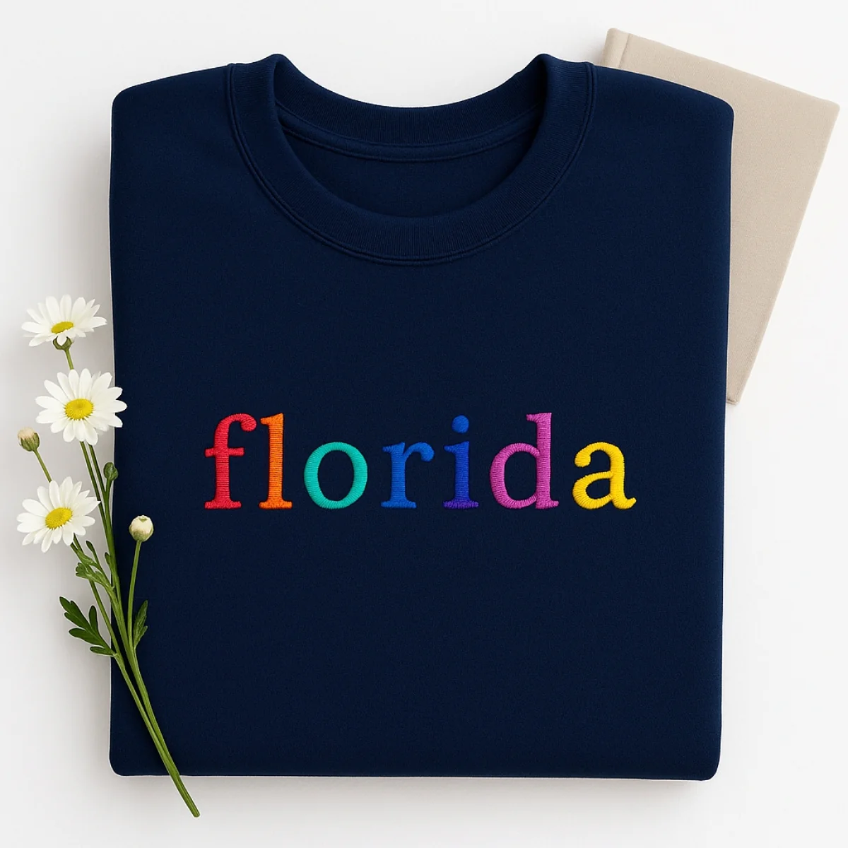 Custom Florida State Sweatshirt - Rainbow Embroidered Letters - Sunshine State Pride Gift - Image 5