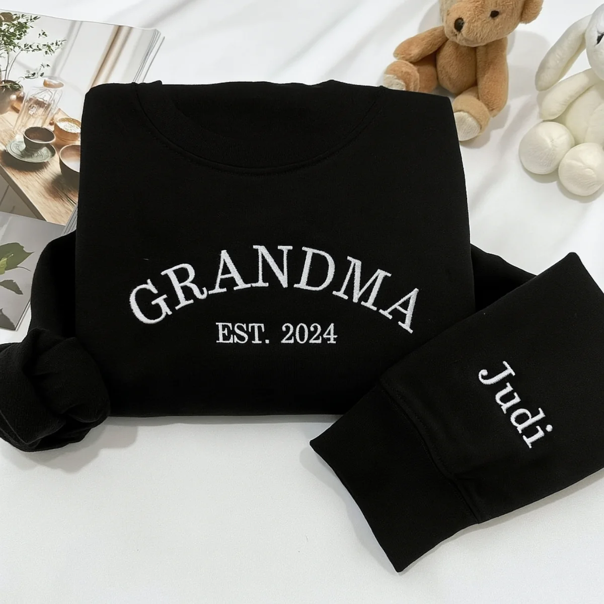 Custom Grandma Hoodie - Varsity EST Embroidered Grandchildren Names - Perfect Family Gift - Image 3