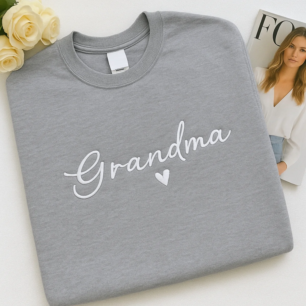 Custom Grandma Sweatshirt - Personalized EST Embroidered - Grandchildren Names Gift - Image 7
