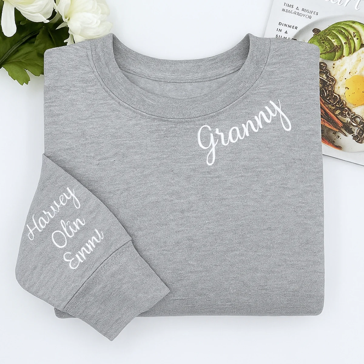 Custom Granny Hoodies - Personalized Grandchildren Names Embroidered Sweatshirts - Grandma Gift - Image 3