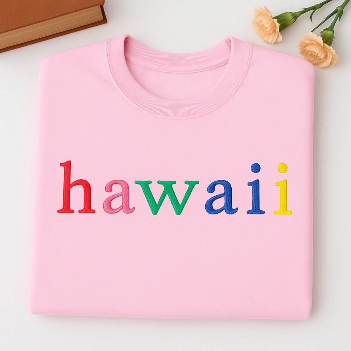 Custom Hawaii State Sweatshirt - Rainbow Embroidered Letters - Aloha State Pride Gift - Image 6