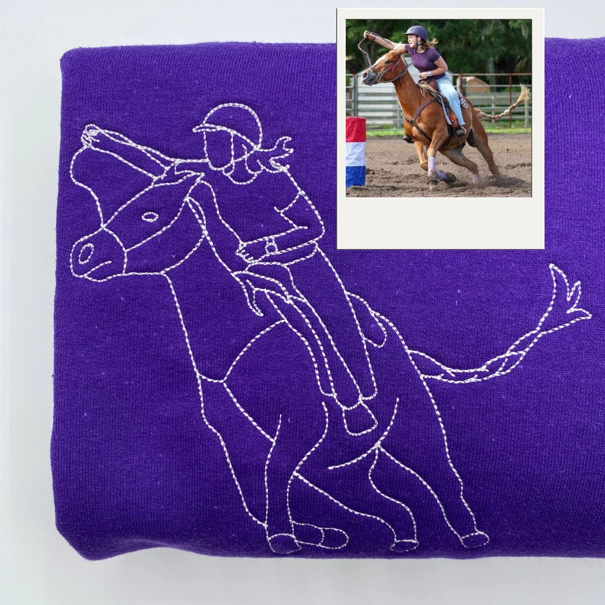 Custom Horse Artwork Hoodies - Line Art Portrait Embroidered Apparel - Equestrian Design - Image 4