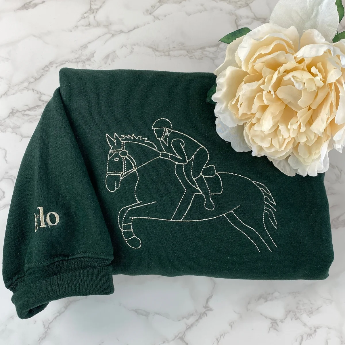 Custom Horse Artwork Hoodies - Line Art Portrait Embroidered Apparel - Equestrian Design - Image 5