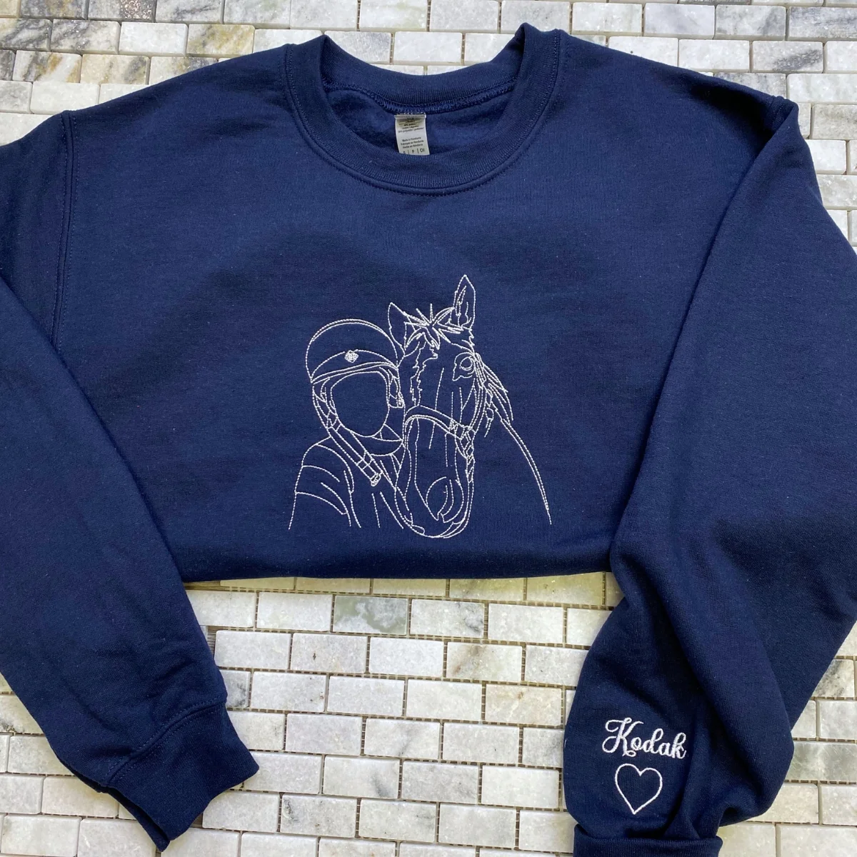 Custom Horse Artwork Hoodies - Line Art Portrait Embroidered Apparel - Equestrian Design - Image 6