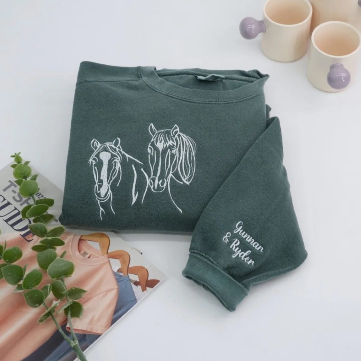 Custom Horse Lovers Hoodies - Equestrian Outline Embroidered Sweatshirts - Perfect Horse Gift - Image 5