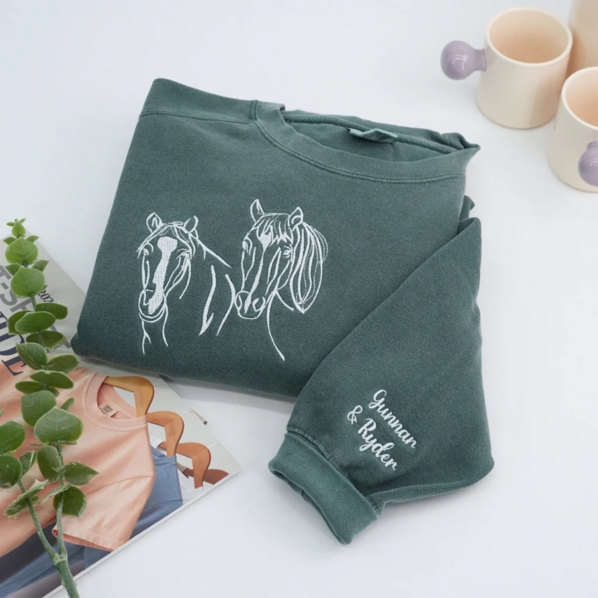 Custom Horse Lovers Hoodies - Equestrian Outline Embroidered Sweatshirts - Perfect Horse Gift - Image 6